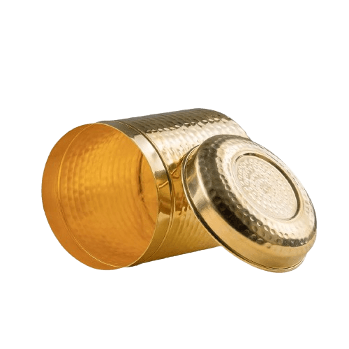 BRASS HAMMER ROUND KITCHEN CONTAINER (POLISH)